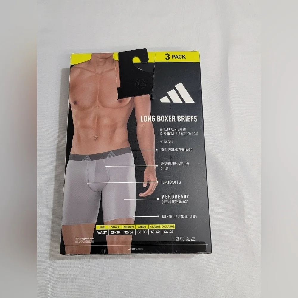 Adidas Mens Size Small 3 Pack Microfiber Long Boxer Brief 9